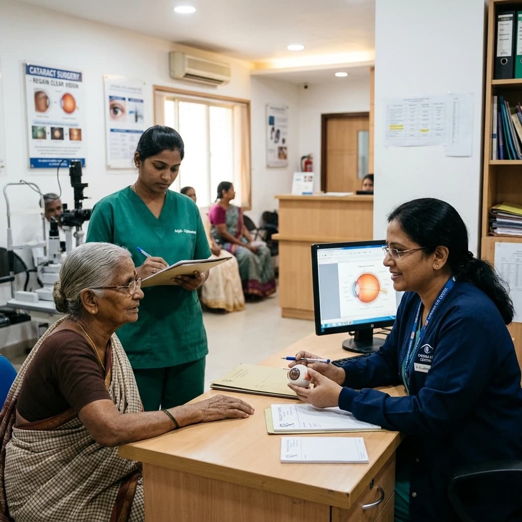 Cataract And Surgical Care Support visual representing diagnostics support at Aryan Eye Care