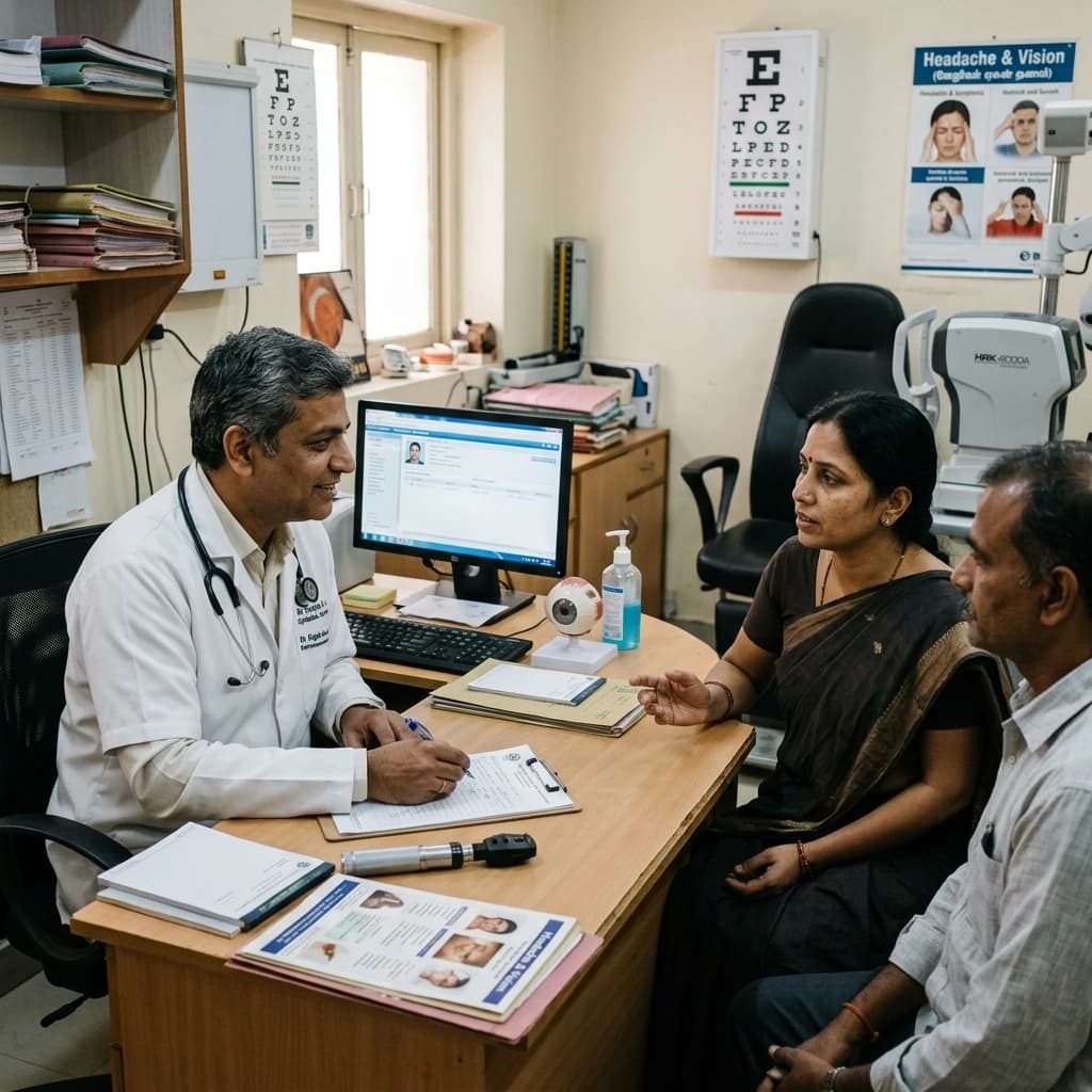 Specialised Room For Examination And Headache Evaluation With Advanced Diagnostics visual representing diagnostics support at Aryan Eye Care